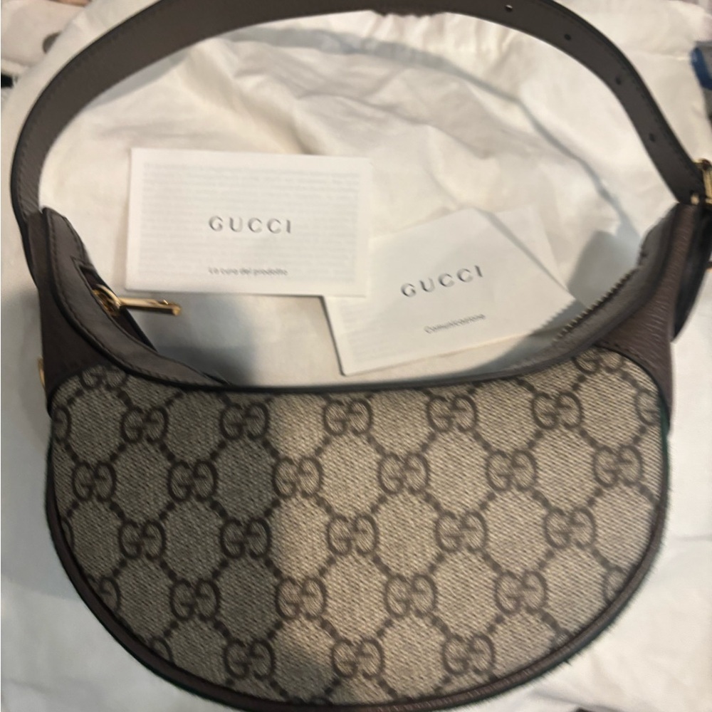 Gucci Signature Brown and Cream Shoulder Bag